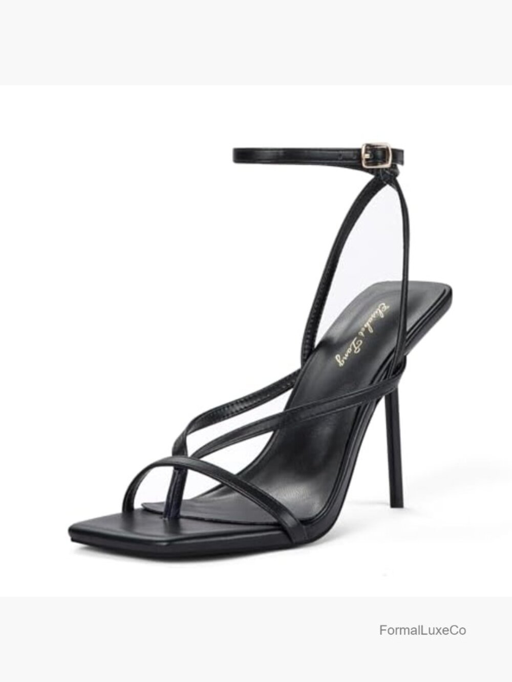 Elisabet Tang Thong Heeled Sandals Women Square Toe Ankle Strap Dress Shoes - Picture 4 of 7